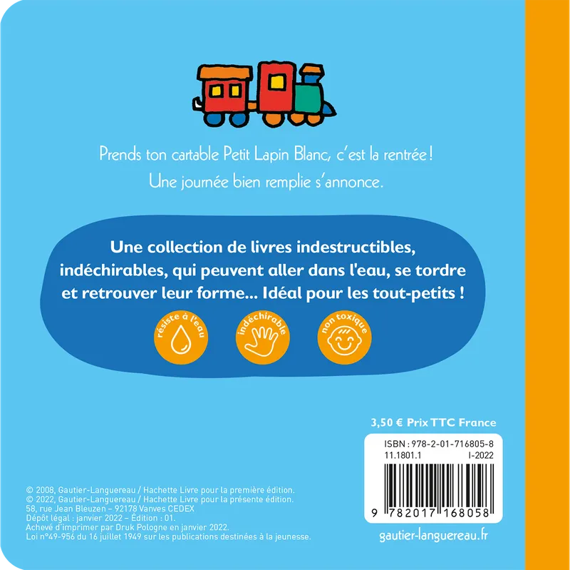 Un Livre Indestructible - Petit Lapin Blanc a la maternelle