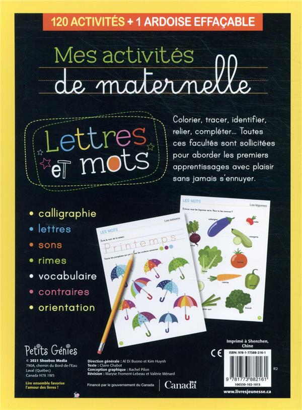 Mes Activites De Maternelle : Lettres Et Mots