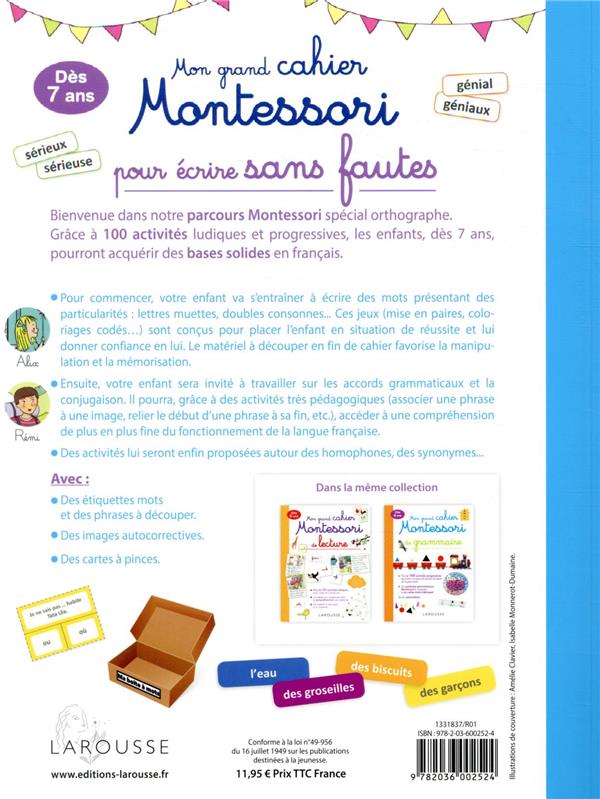 Larousse - Montessori - Grand Cahier Pour Ecrire Sans Faute