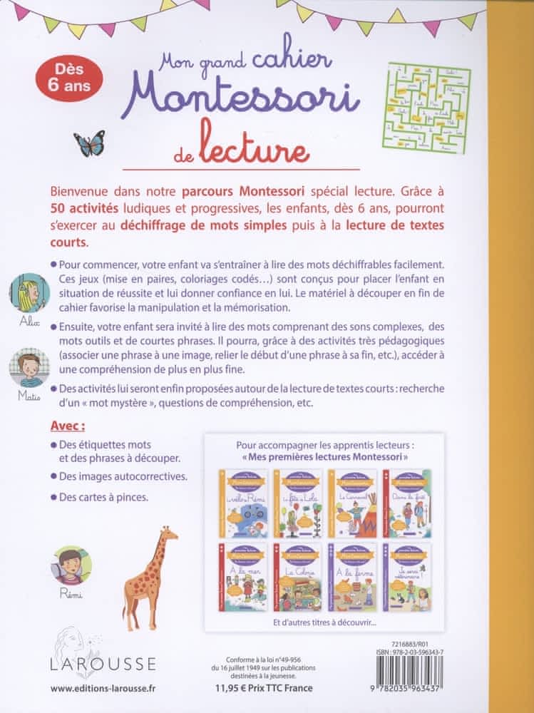 Larousse - Montessori - Grand Cahier de Lecture