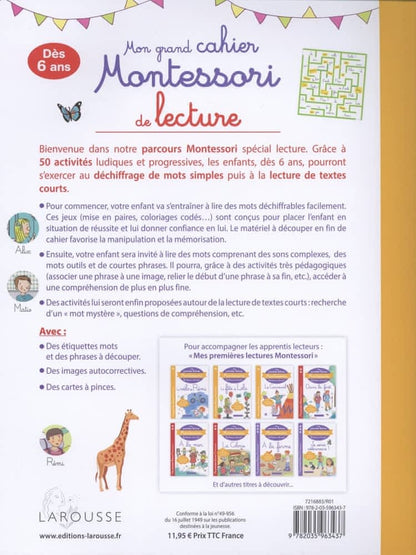 Larousse - Montessori - Grand Cahier de Lecture